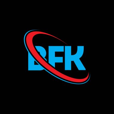 BFK logosu. BFK mektubu. BFK mektup logosu tasarımı. Çember ve büyük harfli monogram logosuna bağlı BFK logosu. Teknoloji, iş ve emlak markası için BFK tipografisi.