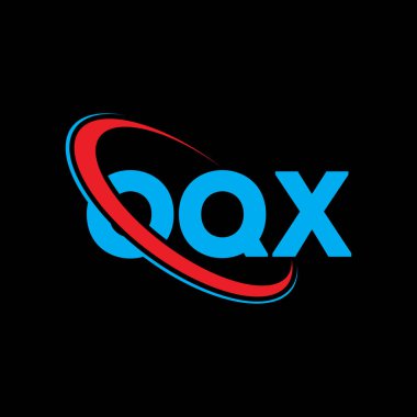 OQX logosu. OQX mektubu. OQX harfli logo tasarımı. Çember ve büyük harfli monogram logosuna bağlı baş harfler OQX logosu. Teknoloji, iş ve emlak markası için OQX tipografisi.