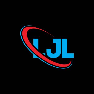 LJL logosu. LJL mektubu. LJL mektup logosu tasarımı. Çember ve büyük harfli monogram logosuna bağlı ilk LJL logosu. Teknoloji, iş ve emlak markası için LJL tipografisi.