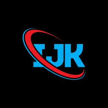 IJK logosu. IJK mektubu. IJK mektup logosu tasarımı. Çember ve büyük harfli monogram logosuna bağlı baş harfler IJK. Teknoloji, iş ve emlak markası için IJK tipografisi.