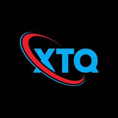 XTQ logosu. XTQ harfi. XTQ harf logosu tasarımı. Çember ve büyük harfli monogram logosuna bağlı XTQ logosu. Teknoloji, iş ve emlak markası için XTQ tipografisi.