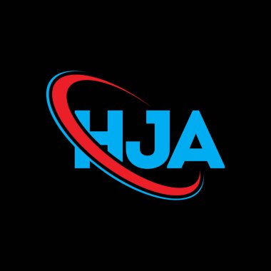 HJA logosu. HJA mektubu. HJA mektup logosu tasarımı. Çember ve büyük harfli monogram logosuyla HJA logosunun baş harfleri. Teknoloji, iş ve emlak markası için HJA tipografisi.