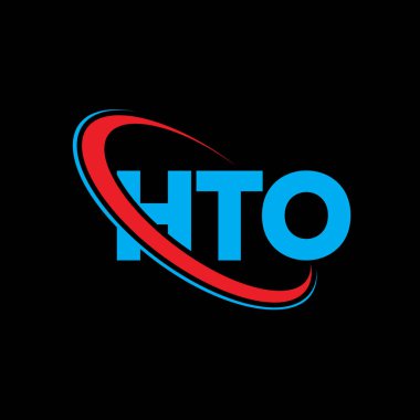 HTO logosu. HTO mektubu. HTO harf logosu tasarımı. Çember ve büyük harfli monogram logosuna bağlı baş harfler HTO logosu. Teknoloji, iş ve emlak markası için HTO tipografisi.