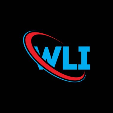 WLI logosu. WLI mektubu. WLI harf logosu tasarımı. Daireye ve büyük harfli monogram logosuna bağlı WLI logosu. Teknoloji, iş ve emlak markası için WLI tipografisi.