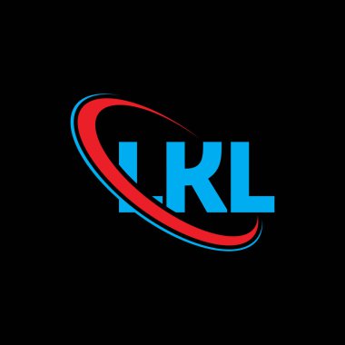 LKL logosu. LKL mektubu. LKL harf logosu tasarımı. Çember ve büyük harfli monogram logosuna bağlı ilk LKL logosu. Teknoloji, iş ve emlak markası için LKL tipografisi.