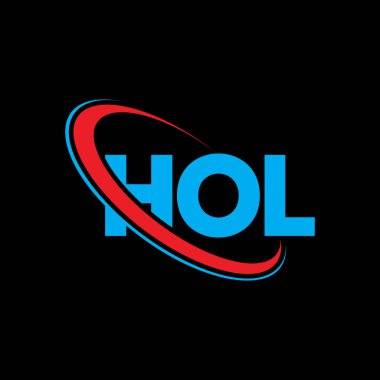 Hol logosu. Hol mektubu. HOL harf logosu tasarımı. Çember ve büyük harfli monogram logosuyla birleştirilmiş ilk HOL logosu. Teknoloji, iş ve emlak markası için HOL tipografisi.