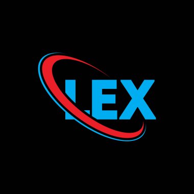 LEX logosu. LEX mektubu. LEX harfli logo tasarımı. Çember ve büyük harfli monogram logosuna bağlı baş harfler LEX logosu. Teknoloji, iş ve emlak markası için LEX tipografisi.