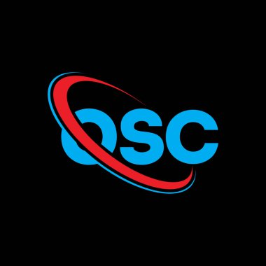 OSC logosu. OSC mektubu. OSC harf logosu tasarımı. Daireye ve büyük harfli monogram logosuna bağlı OSC logosunun baş harfleri. Teknoloji, iş ve emlak markası için OSC tipografisi.