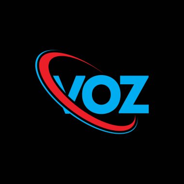 VOZ logosu. Voz mektubu. VOZ harf logosu tasarımı. Çember ve büyük harfli monogram logosuna bağlı ilk VOZ logosu. Teknoloji, iş ve emlak markası için VOZ tipografisi.