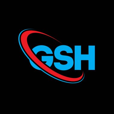 GSH logosu. GSH mektubu. GSH harf logosu tasarımı. Çember ve büyük harfli monogram logosuyla birleştirilmiş GSH logosu. Teknoloji, iş ve emlak markası için GSH tipografisi.