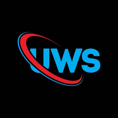 UWS logosu. UWS mektubu. UWS harf logosu tasarımı. Çember ve büyük harfli monogram logosuna bağlı ilk UWS logosu. Teknoloji, iş ve emlak markası için UWS tipografisi.