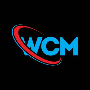 WCM logosu. WCM mektubu. WCM mektup logosu tasarımı. Çember ve büyük harfli monogram logosuna bağlı baş harfler WCM logosu. Teknoloji, iş ve emlak markası için WCM tipografisi.