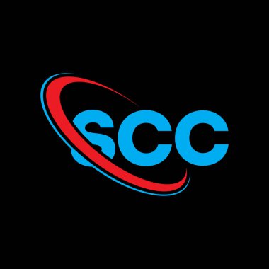 SCC logosu. SCC mektubu. SCC harf logosu tasarımı. Çember ve büyük harfli monogram logosuyla birleştirilmiş SCC logosu. SCC teknoloji, iş ve emlak markası tipografisi.