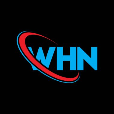 Ne logosu? Mektup. Harf logosu tasarımı. Çember ve büyük harfli monogram logosuna bağlı WHN logosu. WHN teknoloji, iş ve emlak markası tipografisi.