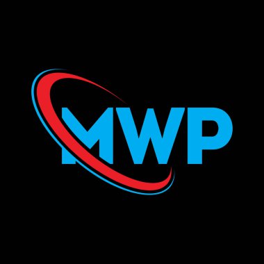 MWP logosu. MWP mektubu. MWP harf logosu tasarımı. Çember ve büyük harfli monogram logosuna bağlı baş harfler. Teknoloji, iş ve emlak markası için MWP tipografisi.