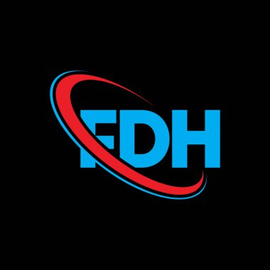 FDH logosu. FDH mektubu. FDH mektup logosu tasarımı. Çember ve büyük harfli monogram logosuna bağlı FDH logosu. Teknoloji, iş ve emlak markası için FDH tipografisi.