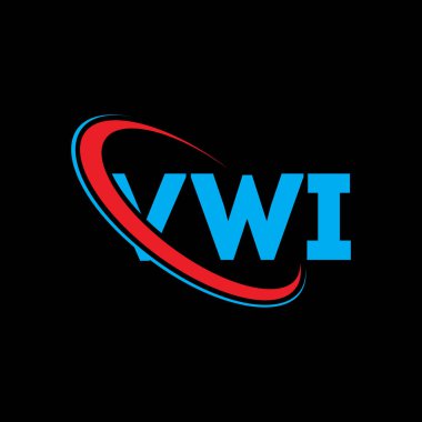 VWI logosu. VWI mektubu. VWI harf logosu tasarımı. Çember ve büyük harfli monogram logosuna bağlı VWI logosu. Teknoloji, iş ve emlak markası için VWI tipografisi.