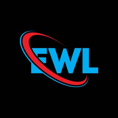 EWL logosu. EWL mektubu. EWL mektup logosu tasarımı. Çember ve büyük harfli monogram logosuyla birleştirilmiş EWL logosu. Teknoloji, iş ve emlak markası için EWL tipografisi.