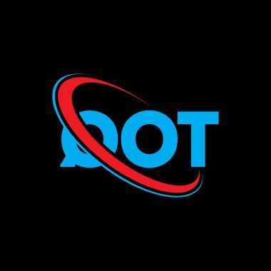 QOT logosu. QOT harfi. QOT harf logosu tasarımı. Çember ve büyük harfli monogram logosuna bağlı QOT logosu. Teknoloji, iş ve emlak markası için QOT tipografisi.