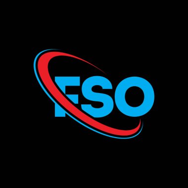 FSO logosu. FSO mektubu. FSO mektup logosu tasarımı. Çember ve büyük harfli monogram logosuna bağlı FSO logosu. Teknoloji, iş ve emlak markası için FSO tipografisi.