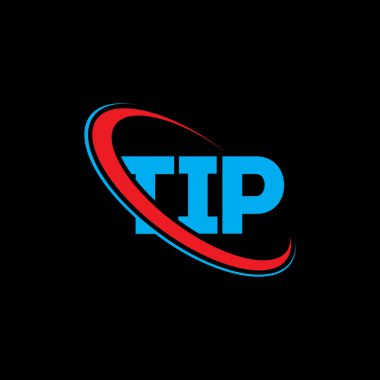 TİP logosu. İpucu mektubu. TIP mektup logosu tasarımı. Çember ve büyük harfli monogram logosuna bağlı TIP logosu. Teknoloji, iş ve emlak markası için TIP tipografisi.