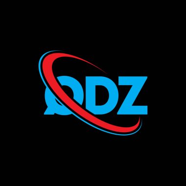 QDZ logosu. QDZ harfi. QDZ harf logosu tasarımı. Çember ve büyük harfli monogram logosuna bağlı QDZ logosu. Teknoloji, iş ve emlak markası için QDZ tipografisi.