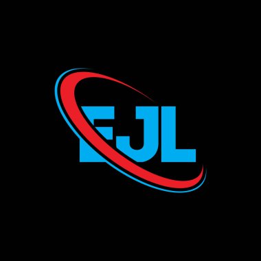 EJL logosu. EJL mektubu. EJL harf logosu tasarımı. Çember ve büyük harfli monogram logosuyla birleştirilmiş EJL logosu. Teknoloji, iş ve emlak markası için EJL tipografisi.