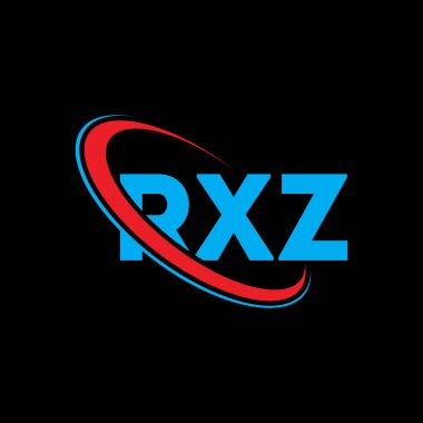 RXZ logosu. RXZ harfi. RXZ harf logosu tasarımı. Çember ve büyük harfli monogram logosuna bağlı RXZ logosu. Teknoloji, iş ve emlak markası için RXZ tipografisi.