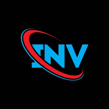 Göçmen bürosu logosu. Göçmen bürosu. INV mektup logosu tasarımı. Çember ve büyük harfli monogram logosuna bağlı INV logosu. Teknoloji, iş ve emlak markası için INV tipografisi.