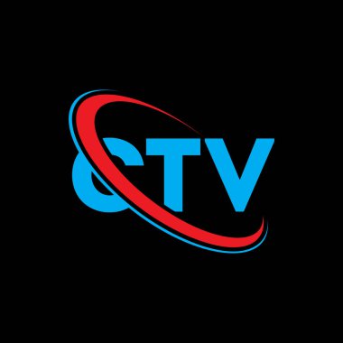 CTV logosu. CTV mektubu. CTV harf logosu tasarımı. Çember ve büyük harfli monogram logosuna bağlı CTV logosu. Teknoloji, iş ve emlak markası için CTV tipografisi.