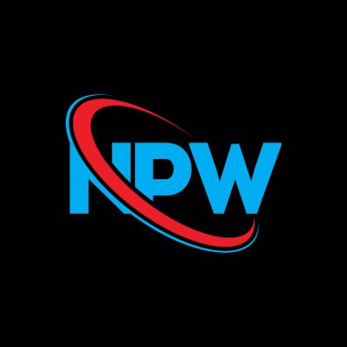 NPW logosu. NPW mektubu. NPW harf logosu tasarımı. Çember ve büyük harfli monogram logosuna bağlı NPW logosu. Teknoloji, iş ve emlak markası için NPW tipografisi.