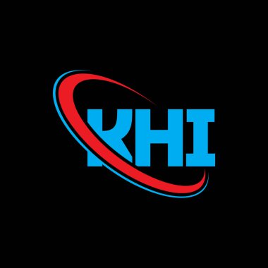 KHI logosu. KHI mektubu. KHI harf logosu tasarımı. Çember ve büyük harfli monogram logosuyla birleştirilmiş KHI logosu. Teknoloji, iş ve emlak markası için KHI tipografisi.