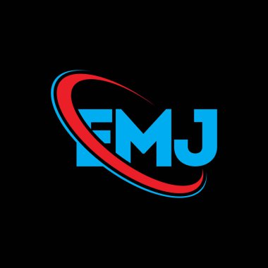 EMJ logosu. EMJ mektubu. EMJ mektup logosu tasarımı. Çember ve büyük harfli monogram logosuyla birleştirilmiş EMJ logosu. Teknoloji, iş ve emlak markası için EMJ tipografisi.