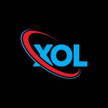 XOL logosu. XOL mektubu. XOL harf logosu tasarımı. Çember ve büyük harfli monogram logosuna bağlı XOL logosu. Teknoloji, iş ve emlak markası için XOL tipografisi.