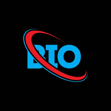 Biyo logosu. Biyolojik mektup. BIO harf logosu tasarımı. Çember ve büyük harfli monogram logosuna bağlı ilk BIO logosu. Teknoloji, iş ve emlak markası için BIO tipografisi.