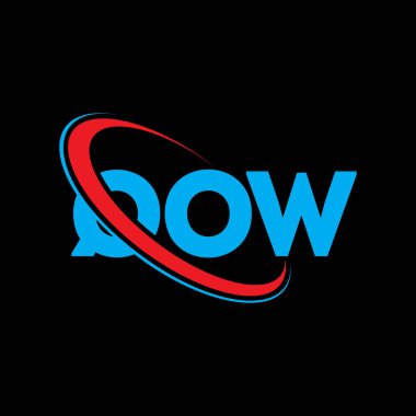 QOW logosu. QOW mektubu. QOW harf logosu tasarımı. Çember ve büyük harfli monogram logosuna bağlı QOW logosu. QOW teknoloji, iş ve gayrimenkul markası tipografisi.