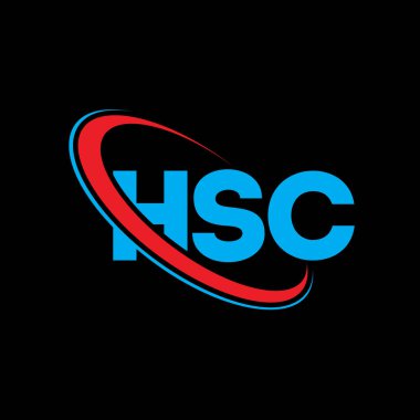 HSC logosu. HSC mektubu. HSC harf logosu tasarımı. Çember ve büyük harfli monogram logosuna bağlı HSC logosunun baş harfleri. Teknoloji, iş ve emlak markası için HSC tipografisi.
