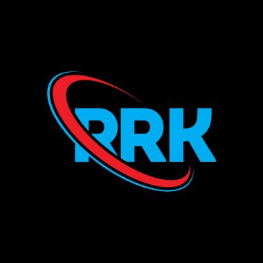 RRK logosu. RRK mektubu. RRK harf logosu tasarımı. Çember ve büyük harfli monogram logosuna bağlı RRK logosu. Teknoloji, iş ve emlak markası için RRK tipografisi.