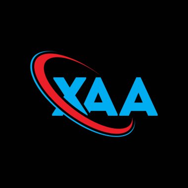 XAA logosu. XAA mektubu. XAA harf logosu tasarımı. Çember ve büyük harfli monogram logosuna bağlı XAA logosu. Teknoloji, iş ve emlak markası için XAA tipografisi.