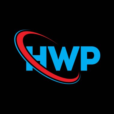 HWP logosu. HWP mektubu. HWP harf logosu tasarımı. Çember ve büyük harfli monogram logosuna bağlı HWP logosu. Teknoloji, iş ve emlak markası için HWP tipografisi.