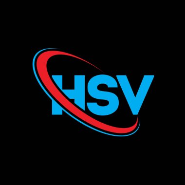 HSV logosu. HSV mektubu. HSV harf logosu tasarımı. Çember ve büyük harfli monogram logosuna bağlı HSV logosu. Teknoloji, iş ve emlak markası için HSV tipografisi.