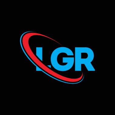 LGR logosu. LGR mektubu. LGR harf logosu tasarımı. Çember ve büyük harfli monogram logosuna bağlı ilk LGR logosu. Teknoloji, iş ve emlak markası için LGR tipografisi.
