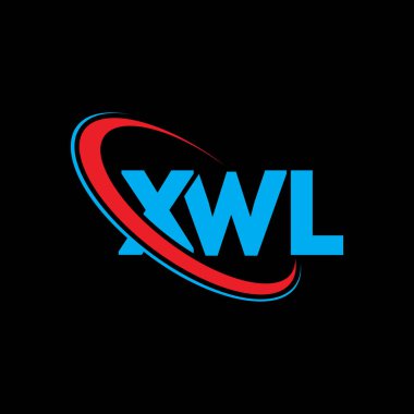 XWL logosu. XWL harfi. XWL harf logosu tasarımı. Çember ve büyük harfli monogram logosuna bağlı XWL logosu. Teknoloji, iş ve emlak markası için XWL tipografisi.