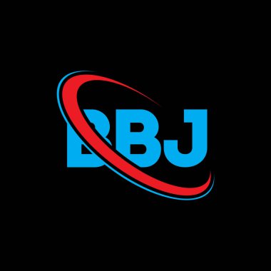 BBJ logosu. BBJ mektubu. BBJ harf logosu tasarımı. Çember ve büyük harfli monogram logosuyla birleştirilmiş BBJ logosu. Teknoloji, iş ve emlak markası için BBJ tipografisi.