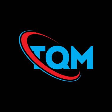 TQM logosu. TQM mektubu. TQM harf logosu tasarımı. Çember ve büyük harfli monogram logosuna bağlı baş harfler TQM logosu. Teknoloji, iş ve emlak markası için TQM tipografisi.
