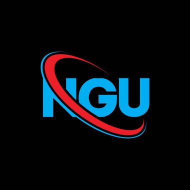 NGU logosu. NGU mektubu. NGU harf logosu tasarımı. Çember ve büyük harfli monogram logosuna bağlı NGU logosu. Teknoloji, iş ve emlak markası için NGU tipografisi.