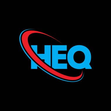 HEQ logosu. HEQ mektubu. HEQ mektup logosu tasarımı. Çember ve büyük harfli monogram logosuna bağlı HEQ logosu. Teknoloji, iş ve emlak markası için HEQ tipografisi.