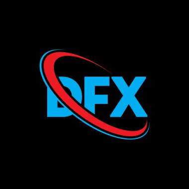 DFX logosu. DFX mektubu. DFX mektup logosu tasarımı. Çember ve büyük harfli monogram logosuna bağlı baş harfler DFX logosu. Teknoloji, iş ve emlak markası için DFX tipografisi.