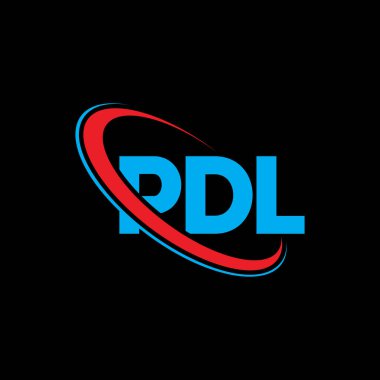 PDL logosu. PDL mektubu. PDL harf logo tasarımı. Çember ve büyük harfli monogram logosuna bağlı PDL logosu. Teknoloji, iş ve emlak markası için PDL tipografisi.