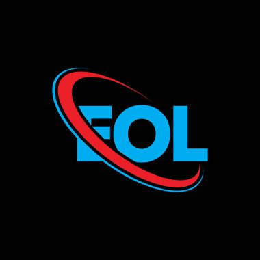 EOL logosu. EOL mektubu. EOL harf logosu tasarımı. Çember ve büyük harfli monogram logosuyla birleştirilmiş EOL logosu. Teknoloji, iş ve emlak markası için EOL tipografisi.